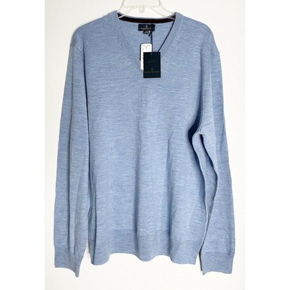 Brooks Brothers Other - NWT Brooks Brothers Men's V-Neck Sweater Legh Blue Lightweight Merino Wool Large